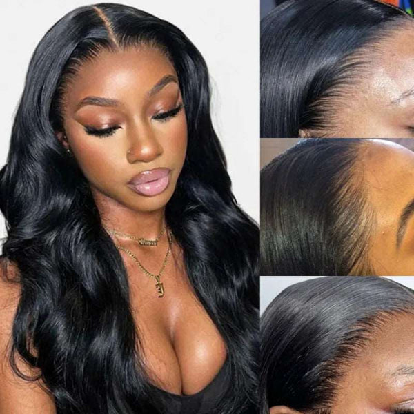 Body Wave 4*4 Lace Closure Wig Top Quality Brazilian Human Hair Wig Natural Color 180% Density