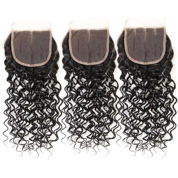 Water Wave Hair 4x4Inchs Lace Closure Natural Color 100% Human Hair